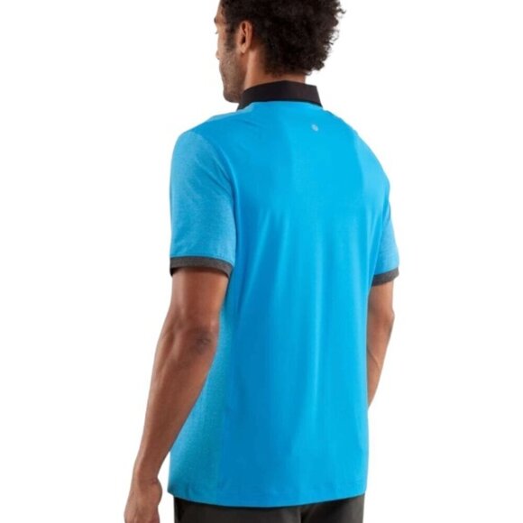 Lululemon Mens Precision Golf Polo Shirt Beach Blanket Blue Large - Picture 2 of 2